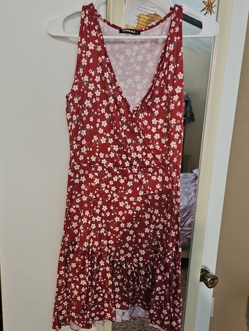 Feminine Red Floral Surplice Summer Dress by Ensigns